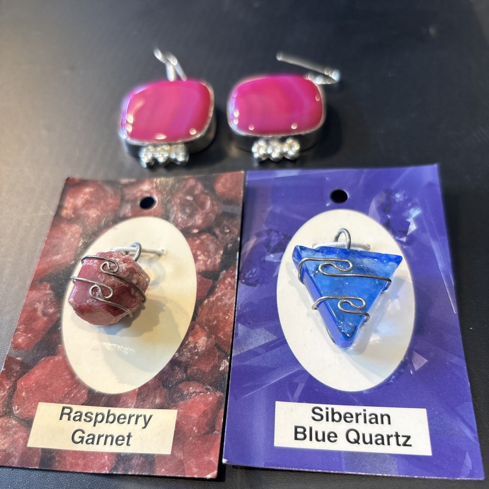 Gemstones and Earrings Set In Sterling Silver.